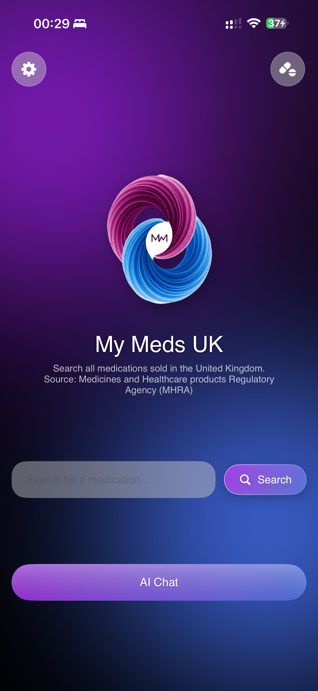 My Meds UK Main App Interface